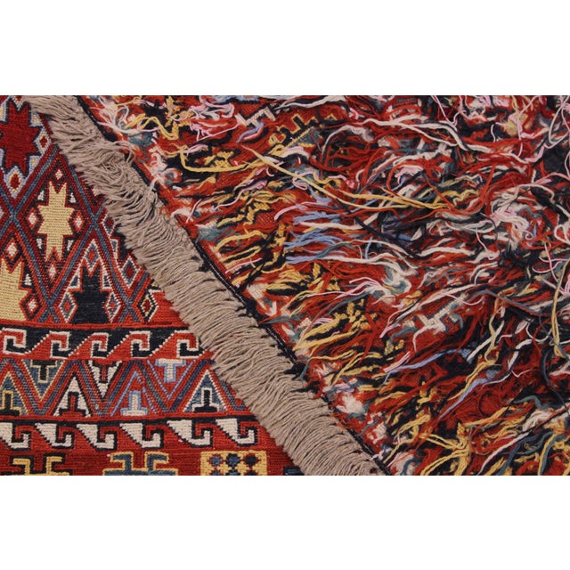 Blue Antique Soumak Rust/Blue Wool Rug - 5'7'' X 7'10'' For Sale - Image 8 of 10