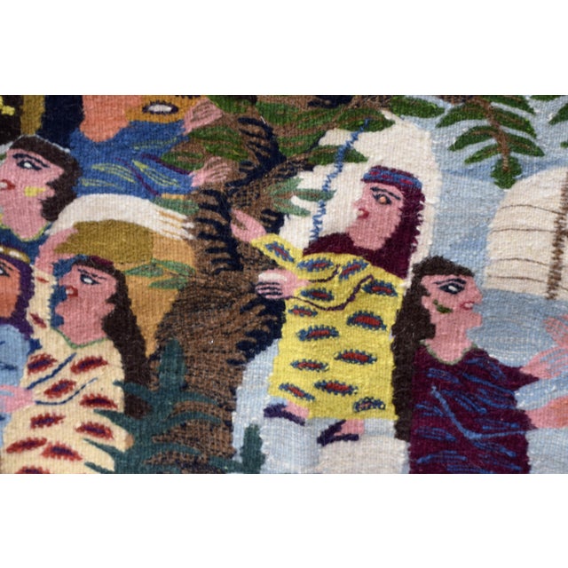 Haraniya Wedding Celebration – Vintage 1987 Handwoven Wool Tapestry by Samiha Ahmed (4.2 X 4.7 Ft) For Sale - Image 11 of 11