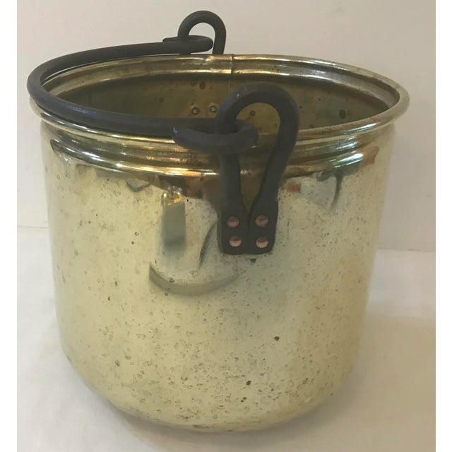 Mid-Century Modern Vintage Brass Jamb Pot With Iron Metal Handle For Sale - Image 3 of 7