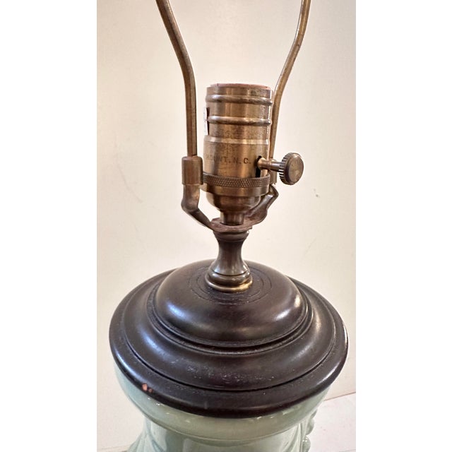 Celadon Vintage Celadon Table Lamp With Dragon and Bird Motifs For Sale - Image 8 of 11
