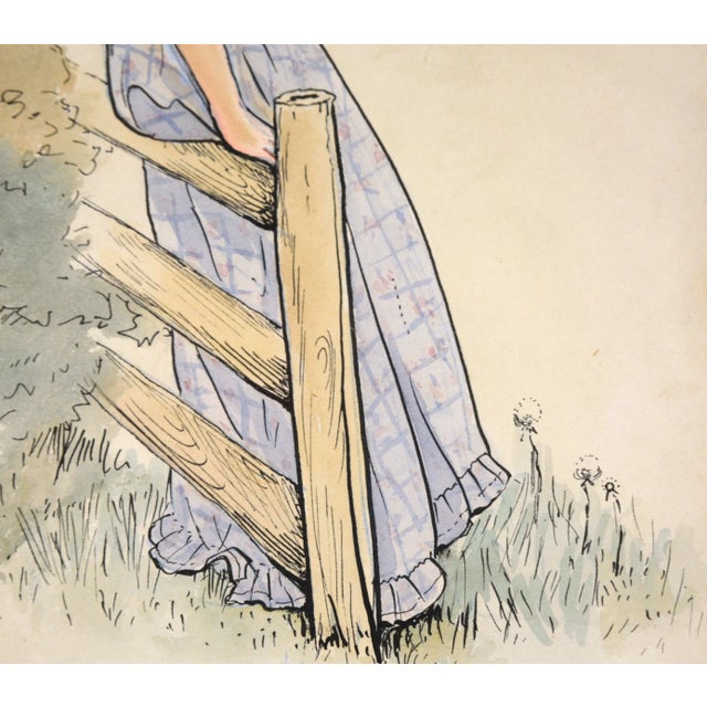 1920s Illustration Gouache Painting of a Country Girl by M. Solomon, Framed For Sale In Monterey, CA - Image 6 of 9