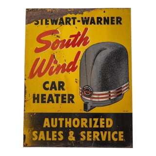 Vintage Double-Sided Painted Metal Stewart-Warner Dealership Advertising Sign For Sale