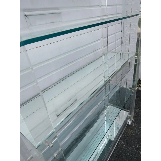 Hollywood Regency Mid Century Lucitend Glass Large Display Cabinet For Sale - Image 9 of 11