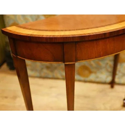 Sheraton Satinwood Demi Lune Console Tables, Set of 2 For Sale - Image 9 of 11