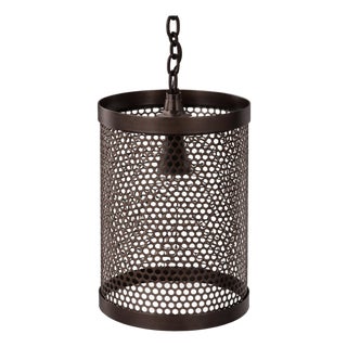 Vintage Industrial Ironwork Drum Pendant Light For Sale