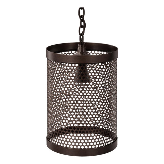 Vintage Industrial Ironwork Drum Pendant Light For Sale