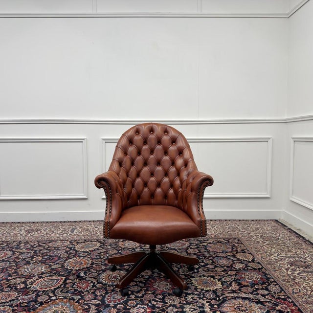 About this Classic English Chesterfield Director Chair Classic and Elegant | Antique office chairs in English, Classic and...