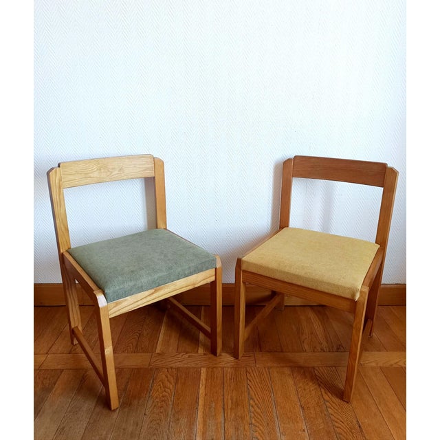 1970s Scandinavian Chairs in Elm and Fabric, 1960s, Set of 6 For Sale - Image 5 of 15
