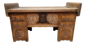 Vintage Brutalist Oak Chest Bench with Black Iron Hardware, 1960s