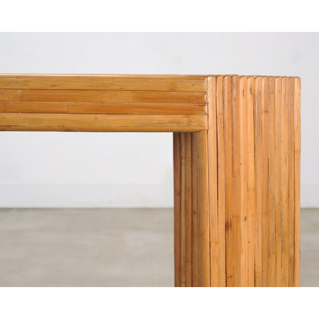 Organic Modern Pencil Reed Rattan Waterfall Console Table For Sale - Image 13 of 18