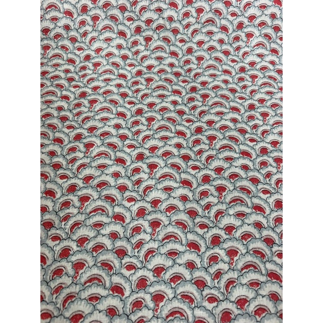2020s Casa Branca Palampore Petal Sky & Coral Ancient Tree of Life Motif Linen Printed Fabric 2 7/8 Yards For Sale - Image 5 of 6