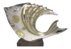 Mid 20th Century French Art Deco Silver and Parcel Gilt Bronze Fish Sculpture