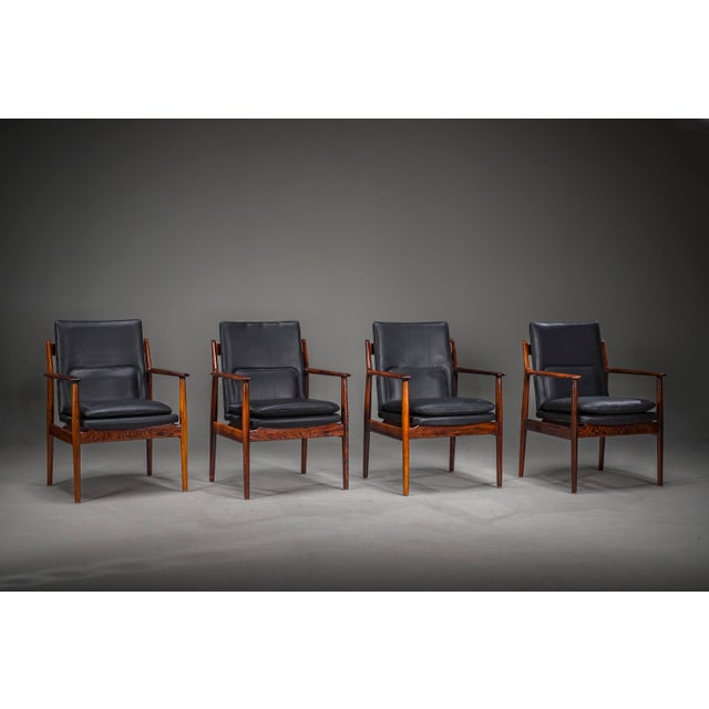 Danish Model 431 Armchairs in Leather by Arne Vodder for Sibast Møbler, 1960s, Set of 4 For Sale - Image 6 of 18