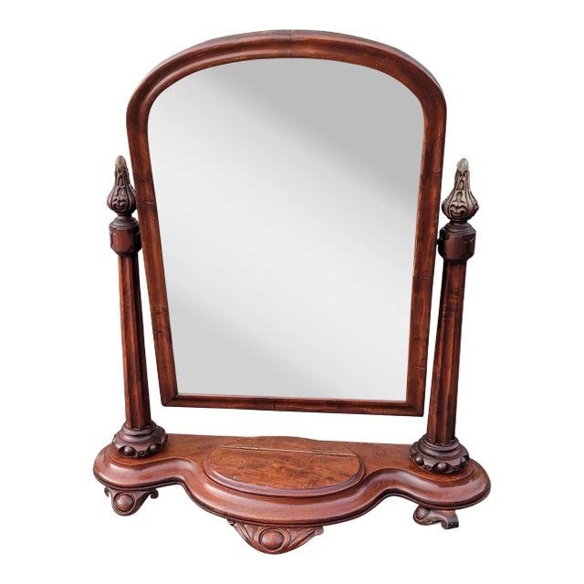 19th Century American Empire Mahogany Gentleman's Shaving or Dressing Mirror For Sale