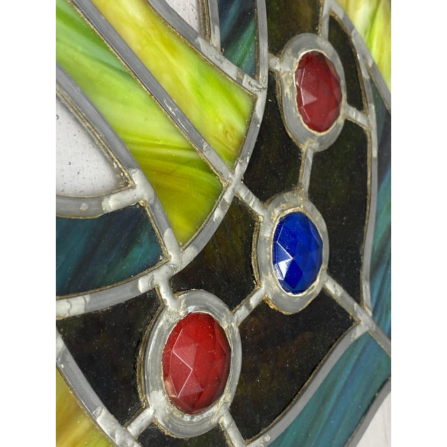 Ruby Red Late Victorian Slag and Faceted Jeweled Glass Rondel For Sale - Image 8 of 14