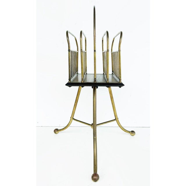 Late 19th Century Jans of London Antique Revolving Magazine Stand in Brass and Mahogany For Sale - Image 5 of 11