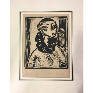 Arturo Martini, Portrait of Woman, 1910s, Woodcut Print For Sale