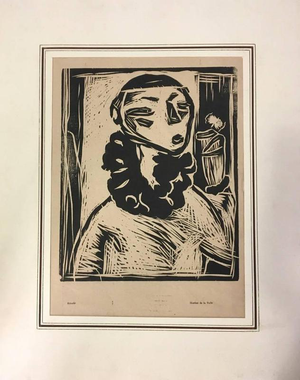 Arturo Martini, Portrait of Woman, 1910s, Woodcut Print