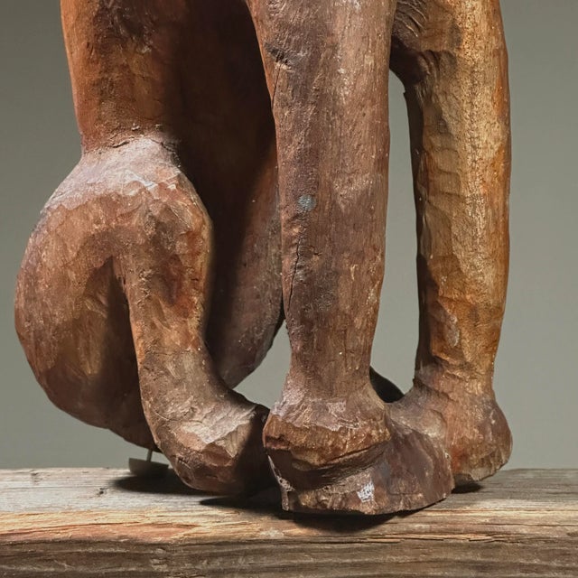 Antique Hand Carved Folk Art Howling Dog Sculpture For Sale - Image 9 of 11