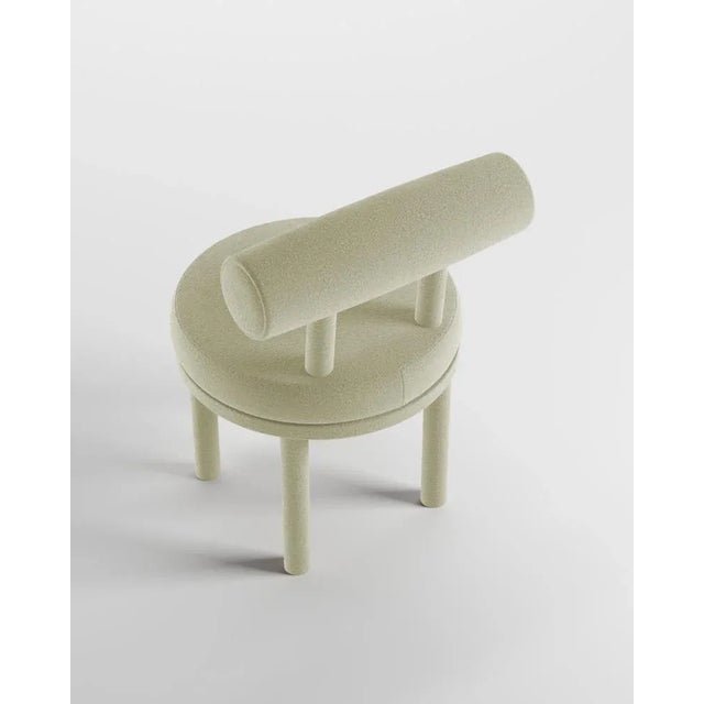 Modern Collector Moca Chair in Boucle Beige Blue by Studio Rig For Sale - Image 3 of 5