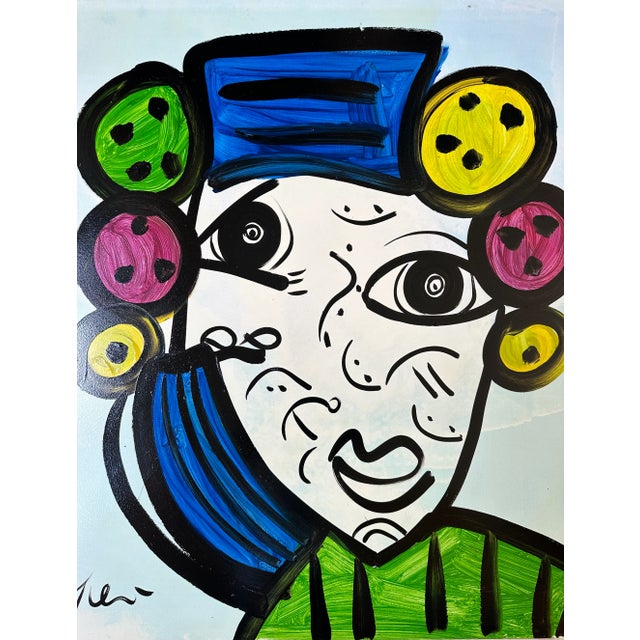 Peter Keil Large Abstract Portrait Painting by Peter Keil For Sale - Image 4 of 6