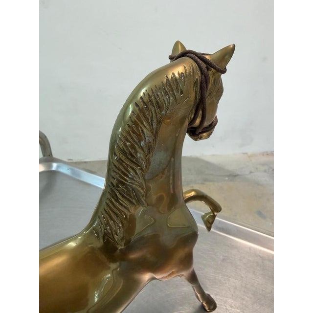 Gold Large Vintage Brass Horse For Sale - Image 8 of 11