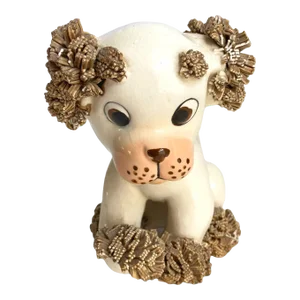 Vintage Spaghetti Puppy Dog Statue Santa Barbara California Pottery Dog Figurine