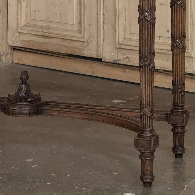 19th Century Country French Louis XVI Hand-Carved Walnut Console ~ Sofa Table For Sale - Image 10 of 18