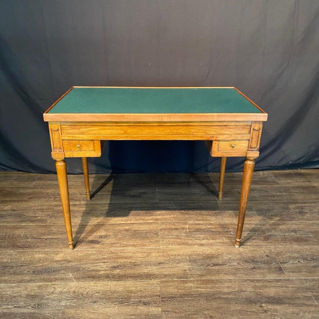 Antique French Inlaid Game Table With Reversible Chessboard Backgammon Top For Sale - Image 15 of 16