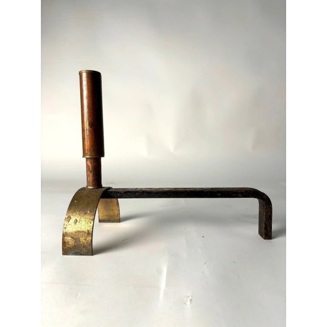 1950s Mid-Century Brass and Metal Andirons, 1950s, Set of 2 For Sale - Image 5 of 7