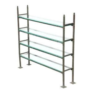 Late 19th Century Narrow Edwardian All Brass Étagère with Four Beveled Glass Shelves