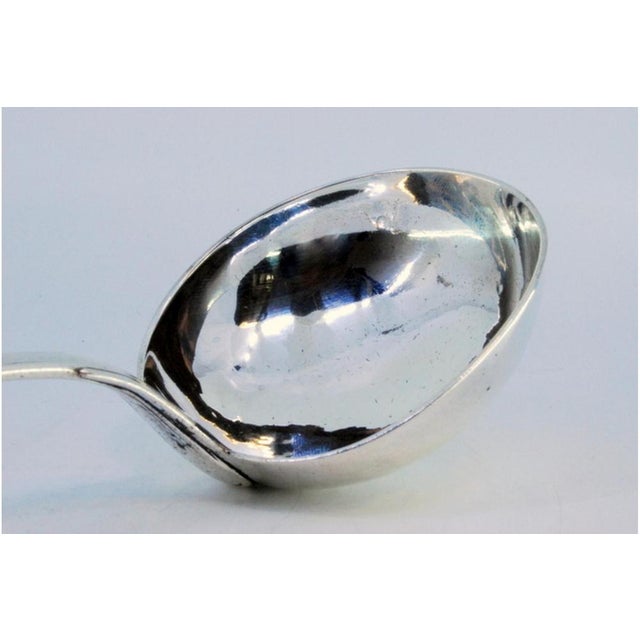 Plain Silver Soup Ladle with Grooves For Sale - Image 5 of 8