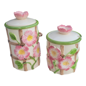 Vintage Set of 2 Ceramic Canisters/Jars