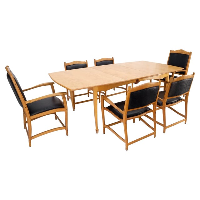 Mid 20th Century Solid Curly Maple Table with 6 Chairs Hand Made Jointly Studio Dining Set - 7 Pieces For Sale - Image 13 of 13