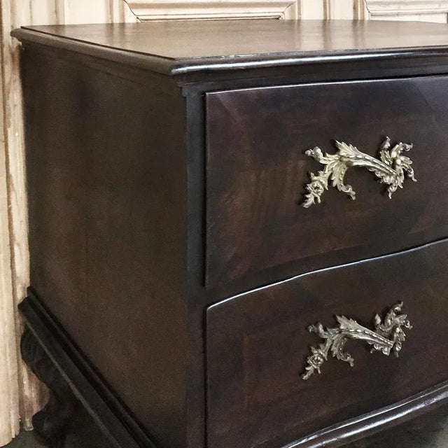 19th Century Italian Walnut and Inlaid Bow Front Commode For Sale - Image 9 of 16