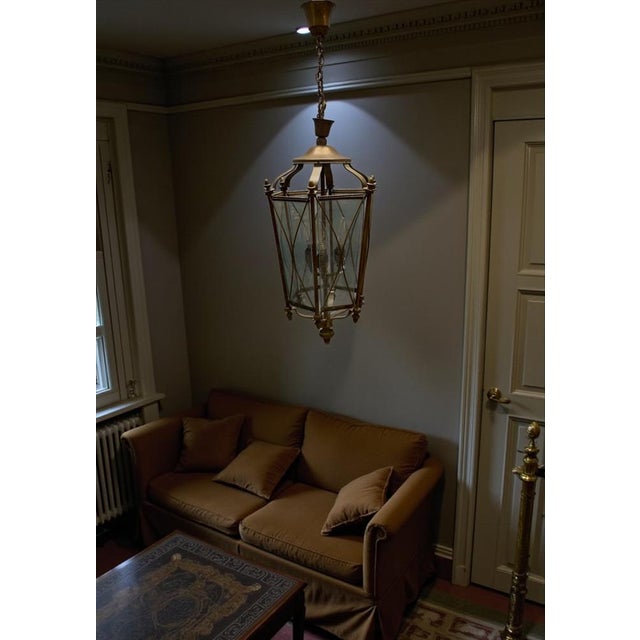 This charming Vintage Bronze Glass Lantern, dating from the 1950s, features a classic design, combining elegant bronze...