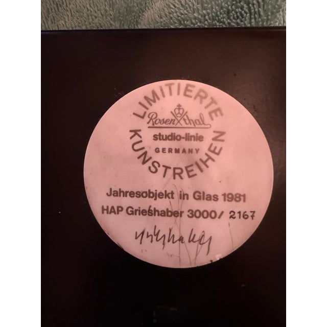 Black Vintage Rosenthal Jahresobjekt "Das Paar" Von Hap Grieshaber Signed Glass For Sale - Image 8 of 8