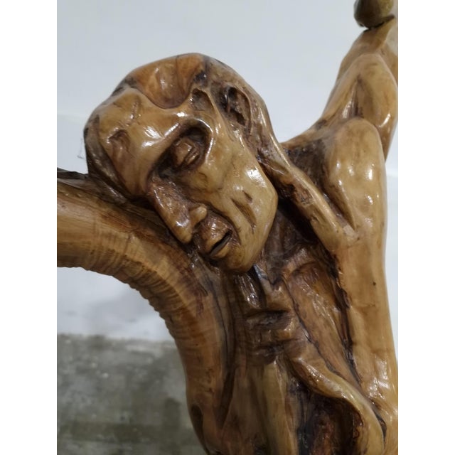 Tiburzi, Large Christ Sculpture, Olive Wood, 1920s For Sale - Image 4 of 18