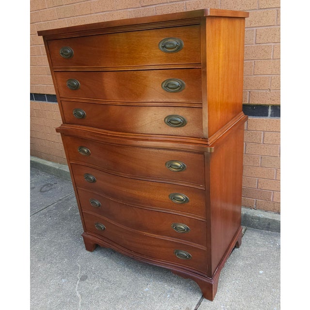 Mid 20th Century Dixie Furniture Mid Century Federal Style Mahogany Chest on Chest of Drawers For Sale - Image 5 of 12