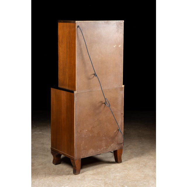 1930s Vintage Streamline Art Deco Walnut Lighted Medical Cabinet by Hamilton For Sale - Image 5 of 18