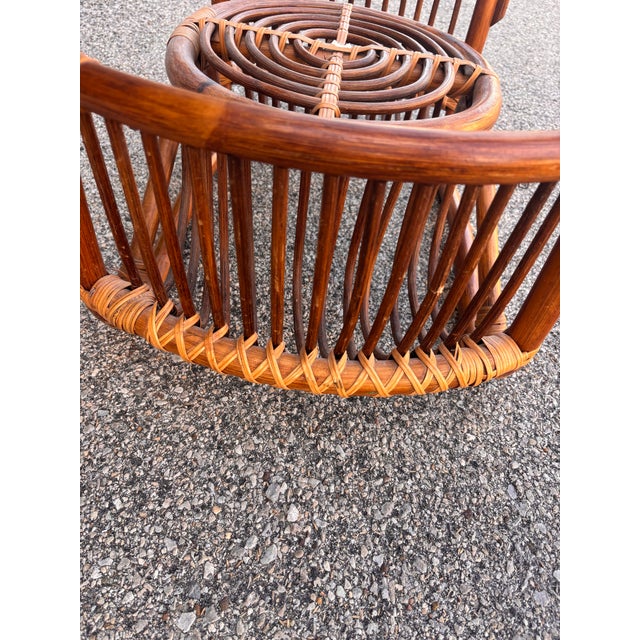 Coffee 1970s Italian Mid Century Rattan and Glass Coffee Side Table For Sale - Image 8 of 12
