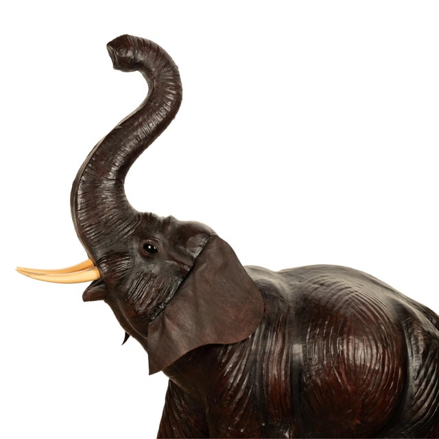 1930s Liberty of London Life Size Leather Baby Elephant Glass Eyes For Sale - Image 11 of 12