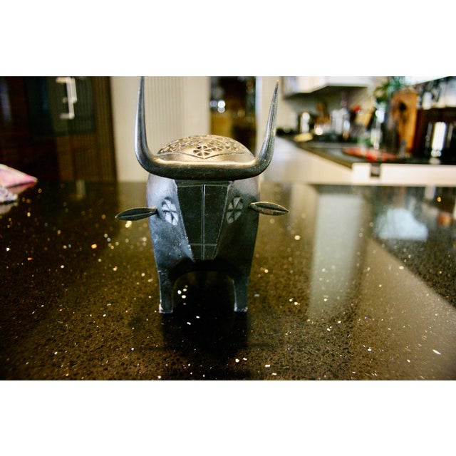 Metal Stylized Bull in Patinated Bronze by José Luis Sanchez Fernandes, Spain, 1960s For Sale - Image 7 of 10