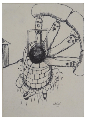 Jean-Claude Silbermann, Sneaky Signs, The Fall of the Well, Original Ink Drawing