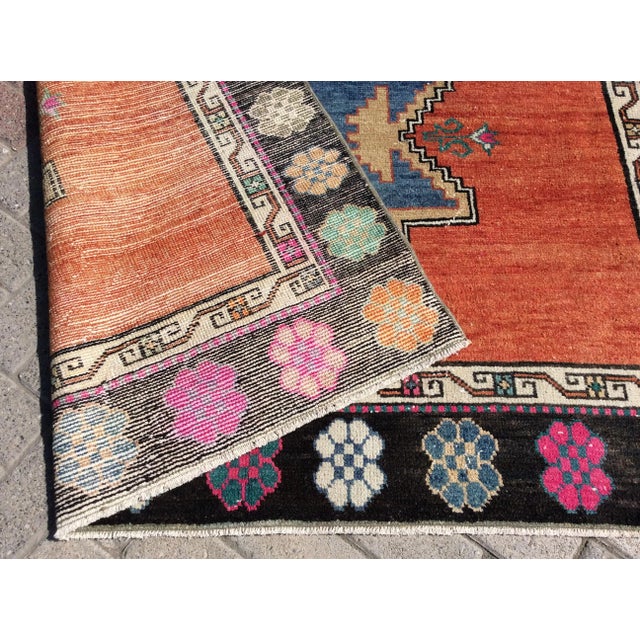 Red Hand Knotted Vintage Turkish Area Rug - 69" X 128" For Sale - Image 12 of 13