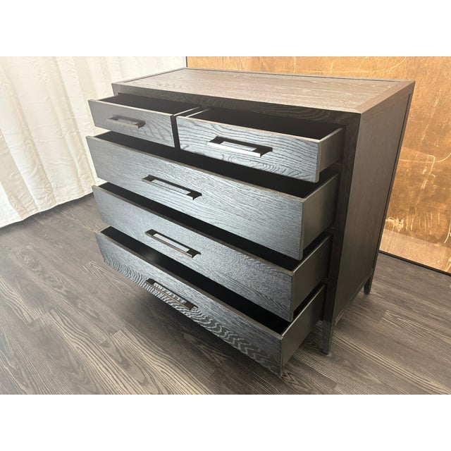 Rh French Contemporary 5-Drawer Dresser Black Oak | Satin Bronze Hardware | Designed by Van Thiels For Sale - Image 15 of 18