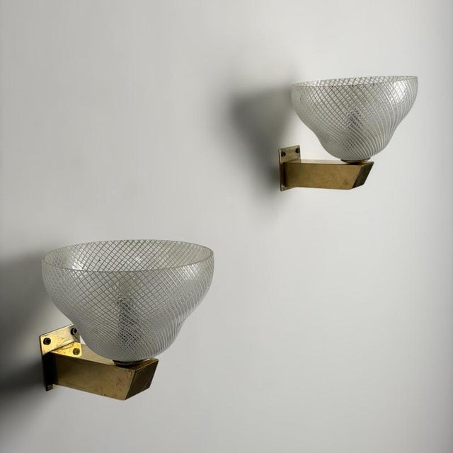 Reticello Wall Sconces attributed to Carlo Scarpa for Venini, 1940s, Set of 2 For Sale - Image 11 of 18