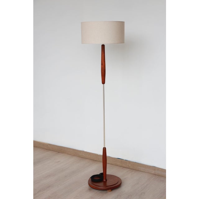 Vintage Scandinavian Light Fixture in Teak, Chrome-Plated Metal and Cotton, 1960s For Sale - Image 13 of 14