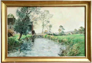 'Watermill on a River' Oil Paul Emile Lecomte (1877 - 1950) Hammer to $25,000