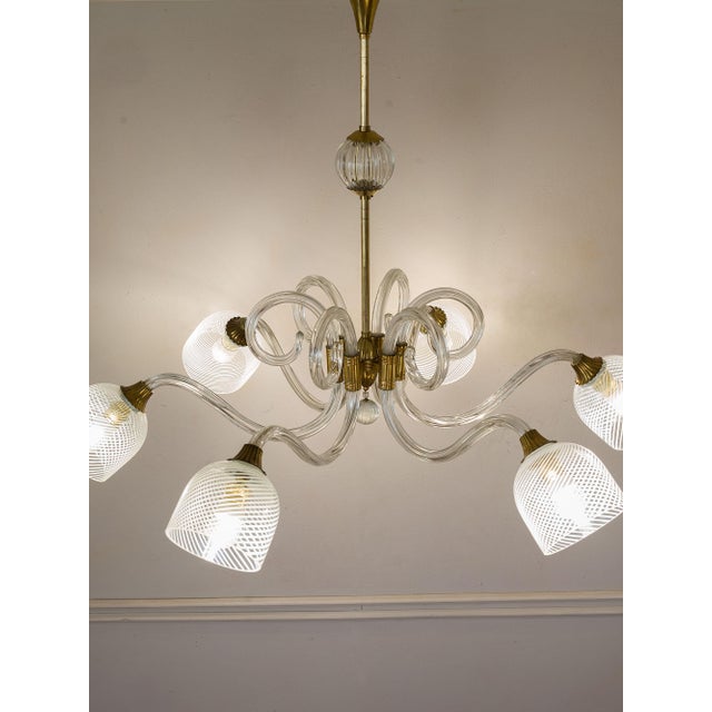 Large Six-Light Chandelier in Blown Murano Glass by Ercole Barovier, 1930s For Sale - Image 10 of 14